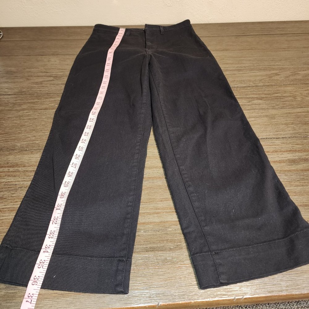 Quince Stretch Cotton Twill Wide-Leg Crop Pant NWOT Black Size 27 - Picture 2 of 7